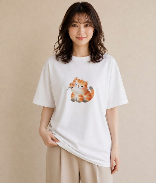 半袖Tシャツ レディース サビ猫 猫 ねこ イラスト ユニーク ギフト 母の日 白T