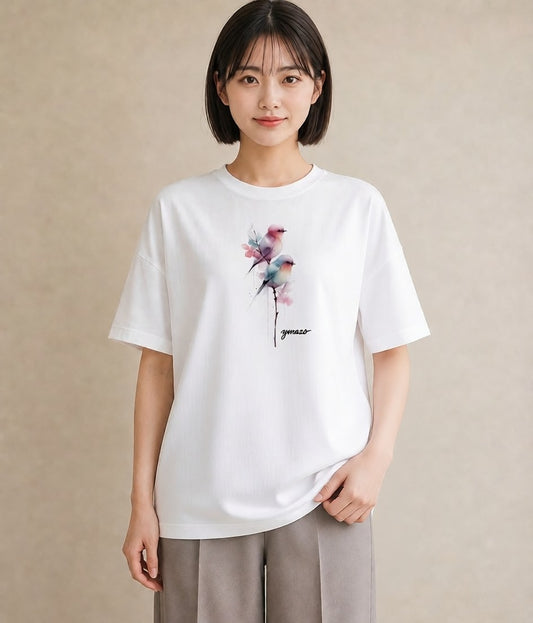 デザインTシャツ レディース コザクラインコ ペット 動物 イラスト 母娘コーデ 自分用 白T