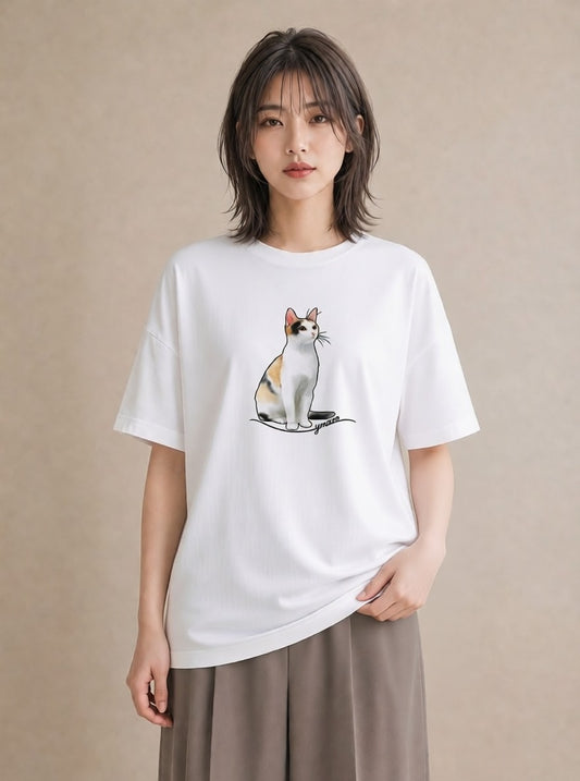 デザインTシャツ レディース ペルシャ 猫 ねこ イラスト 韓国風 姉妹 送別ギフト 白T