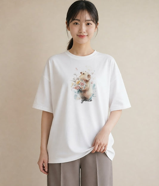 デザインTシャツ レディース ゴールデンハムスター ペット 動物 イラスト 淡色 デート 帰省 白T
