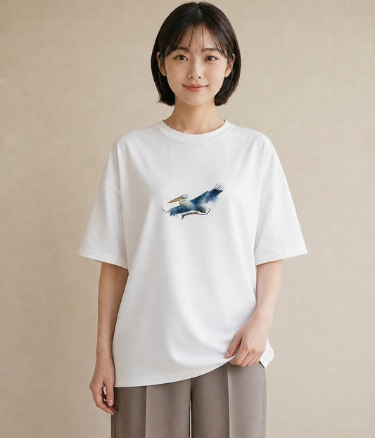 Tシャツ レディース ハシビロコウ 動物 アニマル イラスト 春服 ミセス 白T