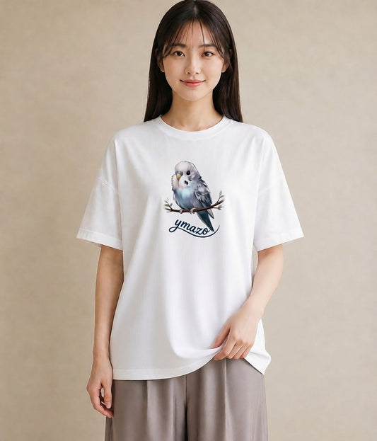 プリントTシャツ レディース 文鳥 ペット 動物 イラスト お洒落 帰省 ラフ 白T