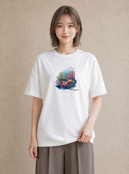 半袖Tシャツ レディース カクレクマノミ 海の生き物 海 イラスト フェミニン レイヤード 友達ギフト 白T