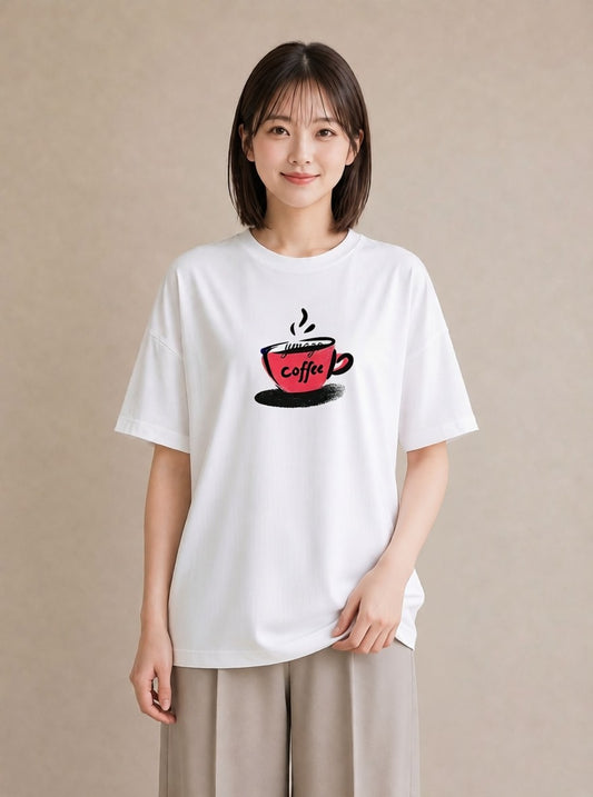 半袖Tシャツ レディース カフェ カフェロゴ ロゴ イラスト カジュアル 女子会 お揃い 白T