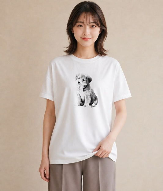 デザインTシャツ レディース 愛犬 犬 いぬ イラスト お洒落 母娘コーデ 自分用 白T