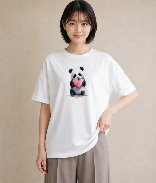 Tシャツ レディース レッサーパンダ 動物 アニマル イラスト 淡色 週末コーデ 敬老の日 白T