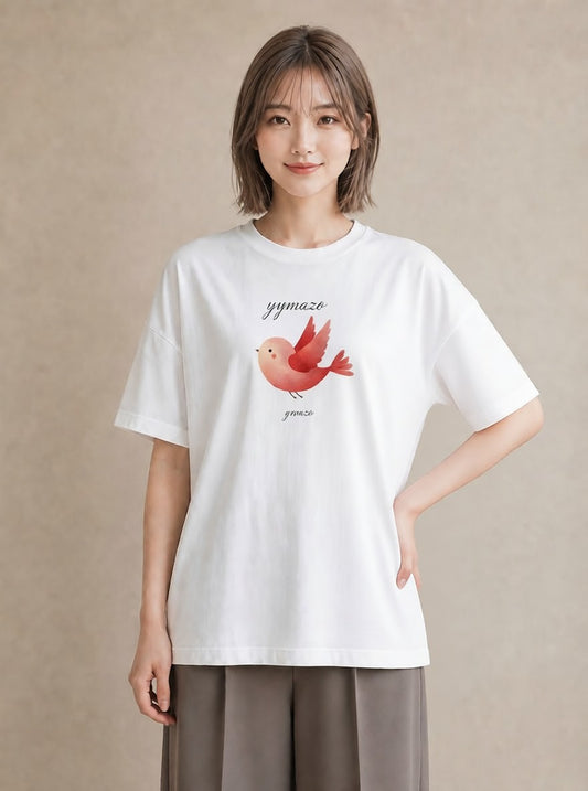 グラフィックTシャツ レディース 桜文鳥 ペット 動物 イラスト ラフ カフェ巡り 女子会 白T