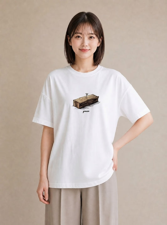 半袖Tシャツ レディース 桟橋 水辺 波止場 ナチュラル アンティーク イラスト 個性的 レイヤード 友達ギフト 白T