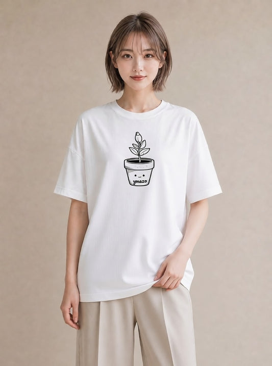 プリントTシャツ レディース 観葉植物 ボタニカル 植物 イラスト 淡色 ビーチ デイリーウェア 白T