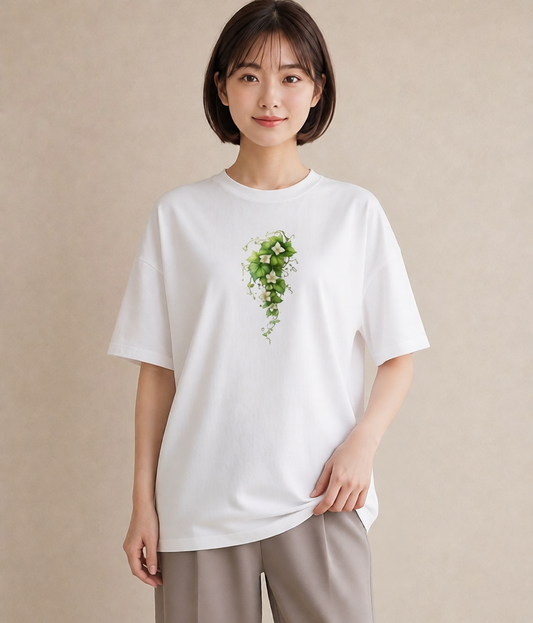 デザインTシャツ レディース あさがお 朝顔 花 花柄 イラスト カフェコーデ ホワイトデー 春服 白T