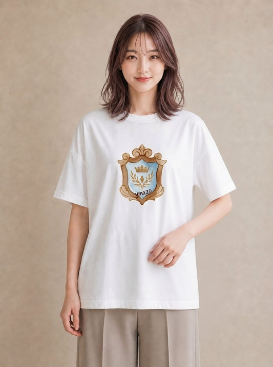 半袖Tシャツ レディース 手鏡 アンティーク レトロ ナチュラル イラスト 抜け感 おしゃれギフト 社会人 白T