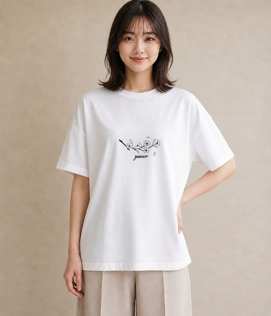 プリントTシャツ レディース さくら 桜 桜の枝 イラスト ナチュラル 通学 誕生日プレゼント 白T