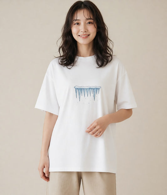 半袖Tシャツ レディース 雪 星空 宇宙 イラスト 可愛い 女性 旅行用 白T