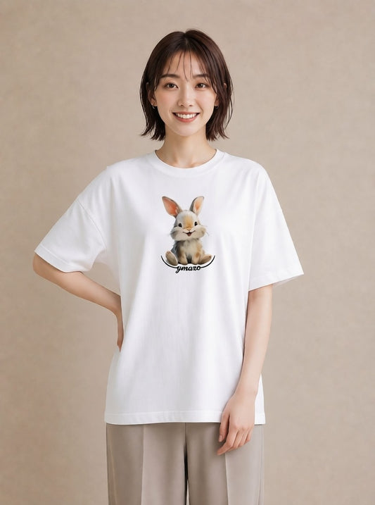 プリントTシャツ レディース うさぎ ウサギ ラビット ペット 動物 イラスト ボタニカル ホワイトデー 春服 白T