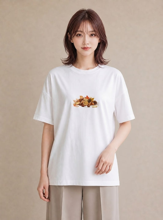 プリントTシャツ レディース 実り 植物 ボタニカル イラスト ヴィンテージ風 ルームウェア ギフト 白T