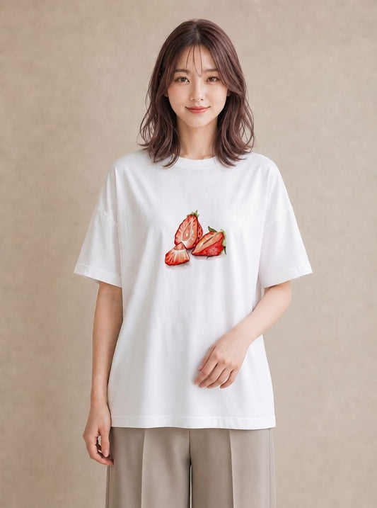 Tシャツ レディース ショートケーキ 食べ物 フード イラスト ボタニカル 姉妹 送別ギフト 白T