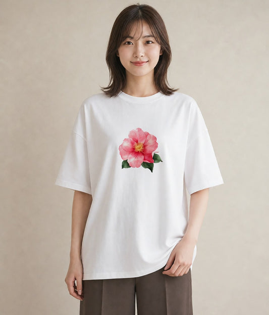 半袖Tシャツ レディース バラ 薔薇 ローズ 花 花柄 イラスト 旅行コーデ デート 帰省 白T