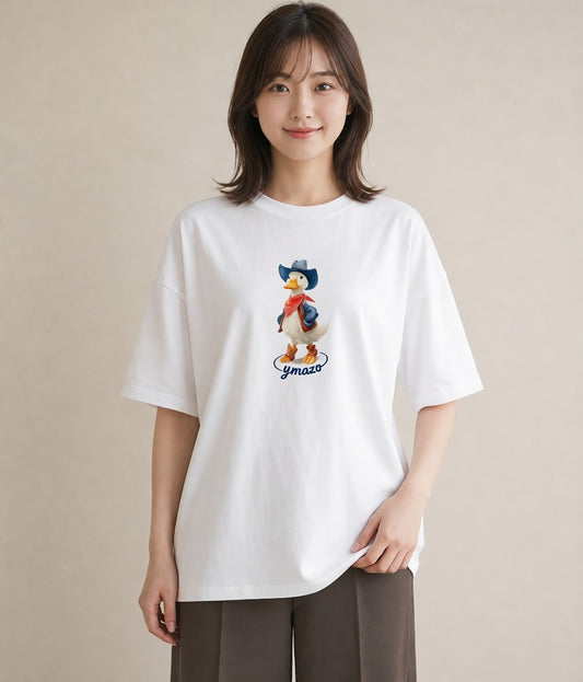 デザインTシャツ レディース アヒル 動物 アニマル イラスト 可愛い 旅行 母娘コーデ 白T