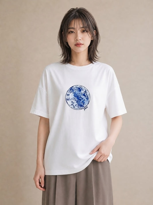 半袖Tシャツ レディース 蟹座 星空 宇宙 イラスト 水彩風 ギフト 母の日 白T