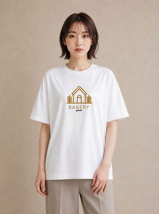 デザインTシャツ レディース パン ベーカリー イラスト カフェコーデ 綿100 デート 白T