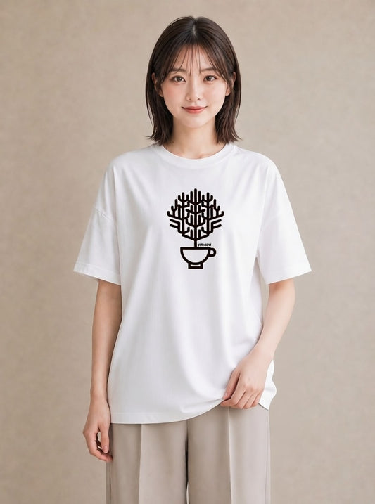 半袖Tシャツ レディース カフェ カフェロゴ ロゴ イラスト ポップ 敬老の日 ホワイトデー 白T