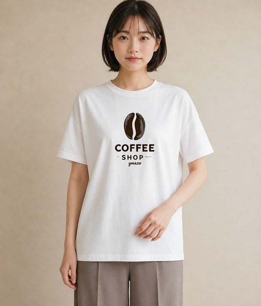 プリントTシャツ レディース カフェ カフェロゴ ロゴ イラスト シンプル 帰省 ラフ 白T