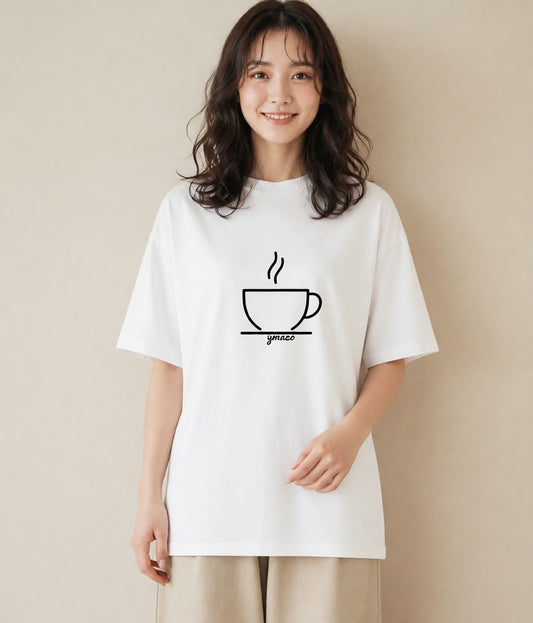 グラフィックTシャツ レディース コーヒー カフェ 珈琲 イラスト シンプル 夏コーデ 通学 白T