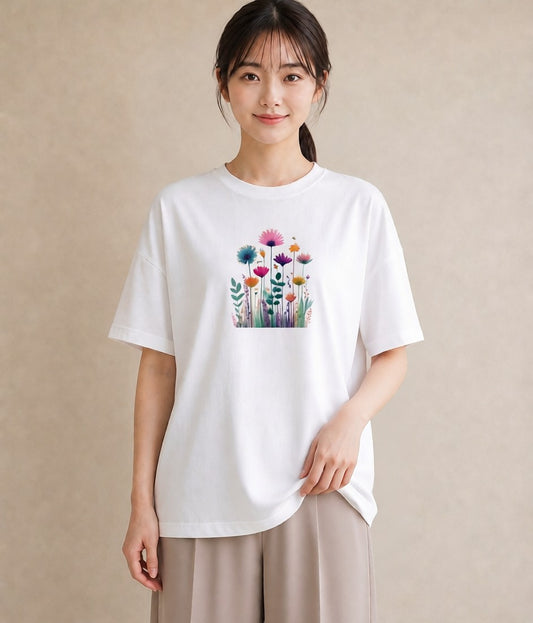 プリントTシャツ レディース たんぽぽ 花 花柄 イラスト 休日コーデ 友達ギフト 部屋着 白T