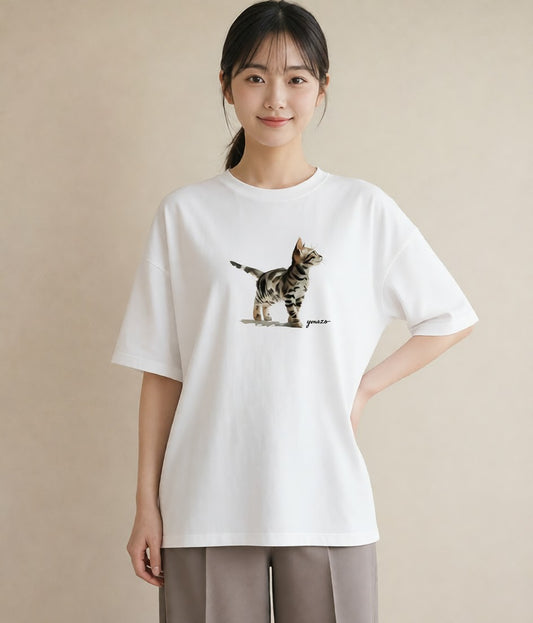 半袖Tシャツ レディース 猫の手 猫 ねこ イラスト ラフ 母娘コーデ 自分用 白T