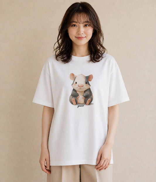 Tシャツ レディース フェレット ペット 動物 イラスト お洒落 通勤 在宅 白T