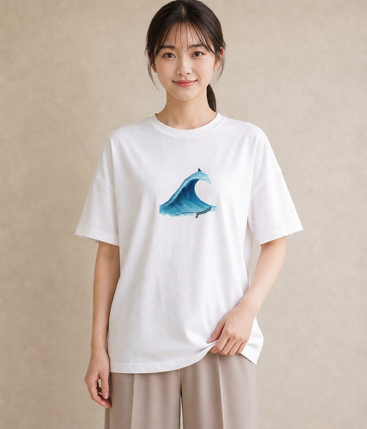 グラフィックTシャツ レディース 海 星空 宇宙 イラスト ガーリー 夏コーデ 通学 白T