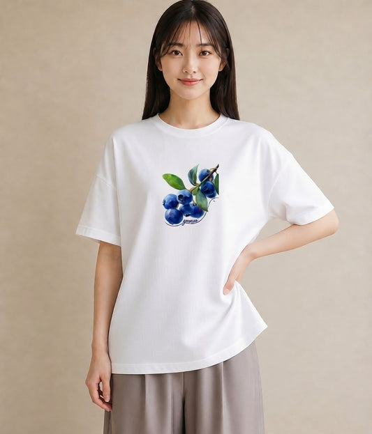 半袖Tシャツ レディース 木の実 植物 ボタニカル イラスト 手描き風 散歩 お出かけ 白T