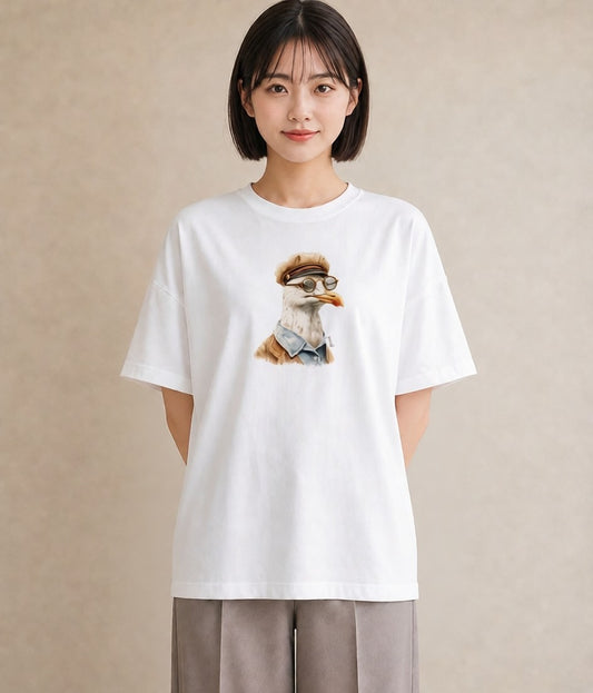 Tシャツ レディース 白文鳥 ペット 動物 イラスト 個性的 旅行用 海 白T