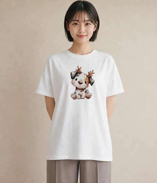 Tシャツ レディース 犬好き 犬 いぬ イラスト 水彩風 カフェ巡り 女子会 白T