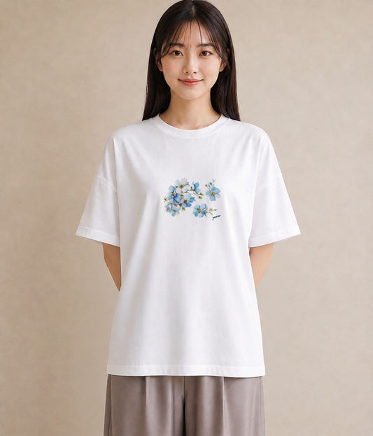 デザインTシャツ レディース 花 花柄 イラスト シック 女性 旅行用 白T