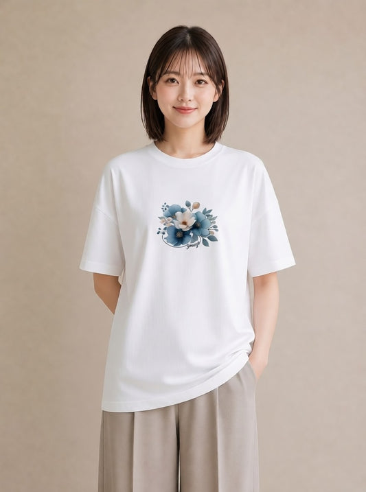 プリントTシャツ レディース ポスト 野の花 レトロ ナチュラル アンティーク イラスト カジュアル 女子会 お揃い 白T