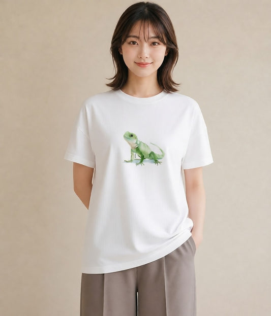 Tシャツ レディース アマガエル ペット 動物 イラスト ボタニカル 母娘コーデ 自分用 白T