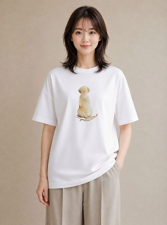 半袖Tシャツ レディース ラブラドールレトリバー 犬 いぬ イラスト お洒落 在宅 公園 白T