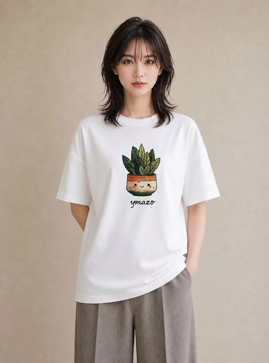 デザインTシャツ レディース サボテン 植物 ボタニカル イラスト 休日コーデ ママ カフェ服 白T
