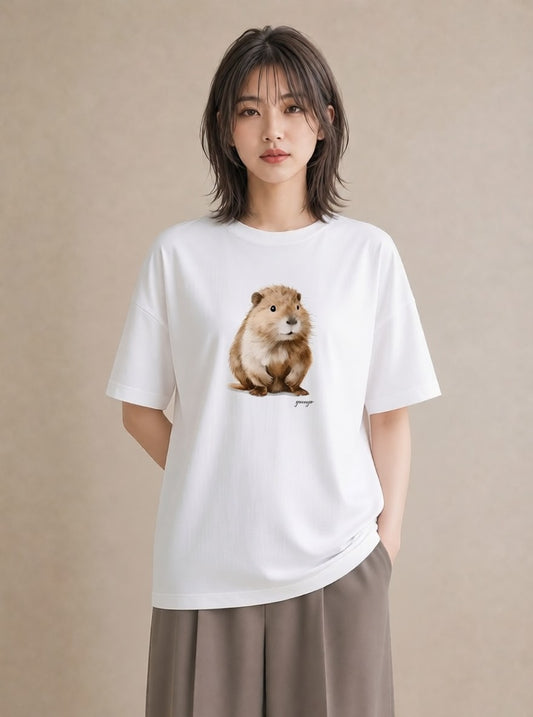 Tシャツ レディース フェレット ペット 動物 イラスト ゆるかわ ルームウェア ギフト 白T