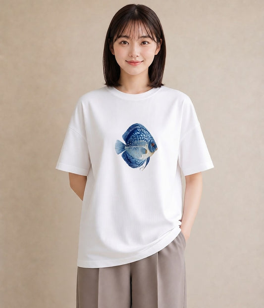 デザインTシャツ レディース 熱帯魚 海の生き物 海 イラスト 春服 ミセス 白T