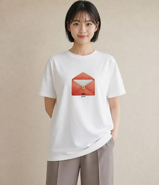 グラフィックTシャツ レディース 封蝋 手紙 アンティーク ナチュラル イラスト 手描き風 クリスマス 旅行 白T