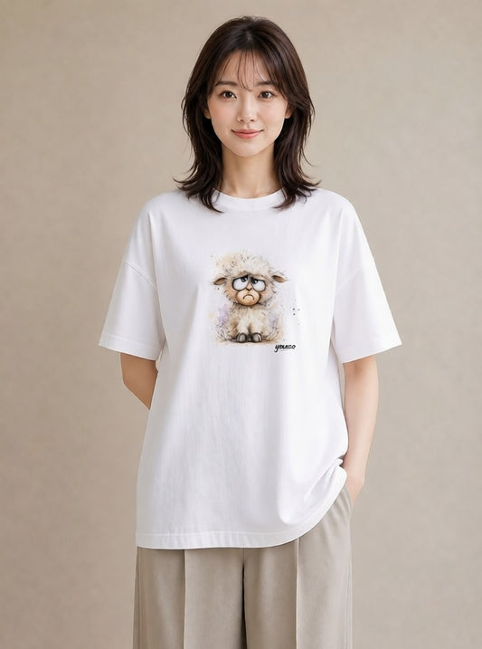 半袖Tシャツ レディース アルパカ 動物 アニマル イラスト レトロ 女子会 お揃い 白T