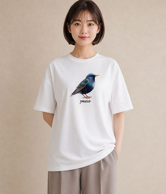 プリントTシャツ レディース 小鳥 ペット 動物 イラスト レトロ 休日 ペアコーデ 白T