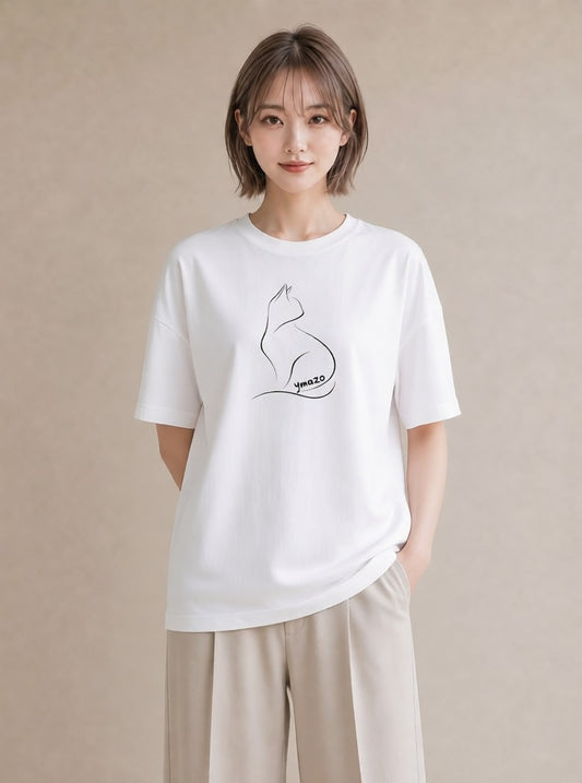 グラフィックTシャツ レディース 猫 ねこ ネコ イラスト ニュアンス デート 帰省 白T