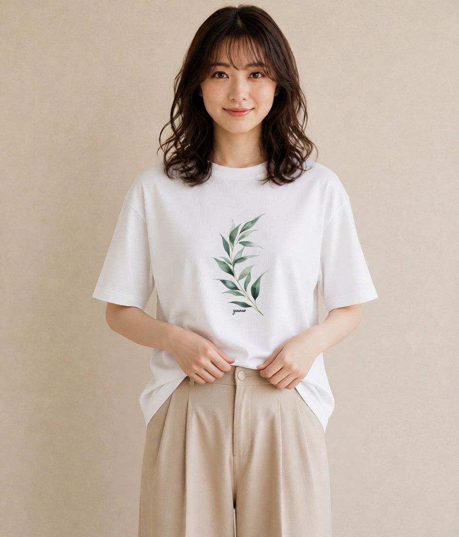 グラフィックTシャツ レディース 苔 植物 ボタニカル イラスト きれいめ おしゃれギフト 社会人 白T