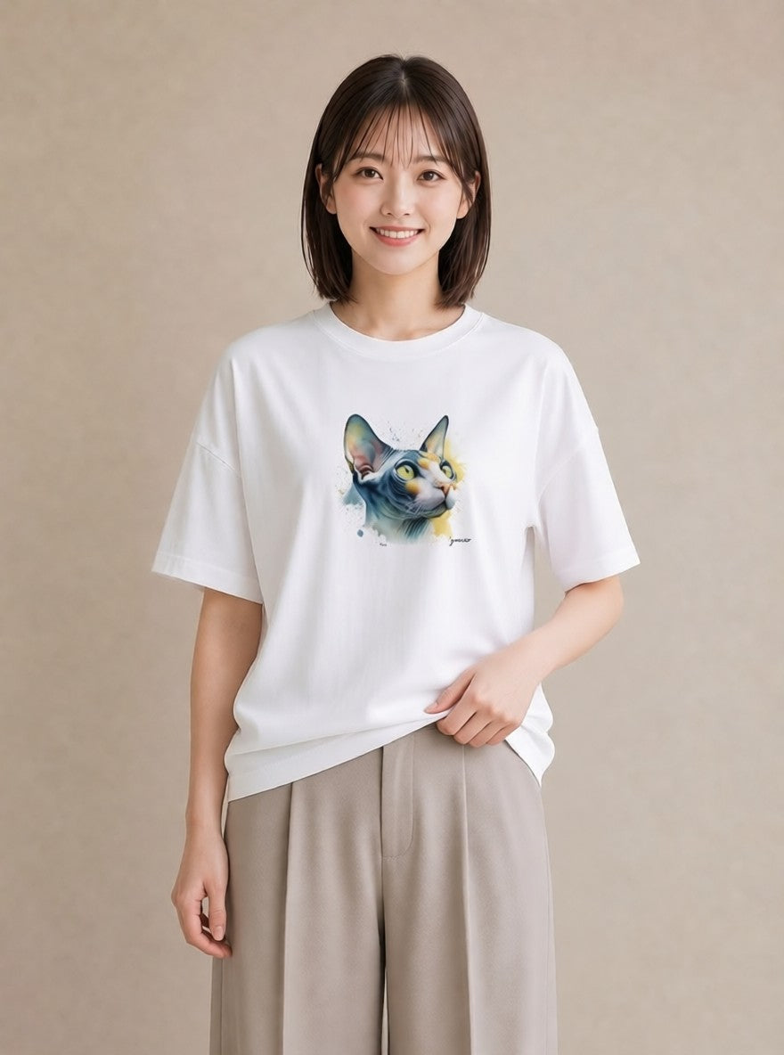 デザインTシャツ レディース 猫 ねこ イラスト 送別ギフト 通勤 白T