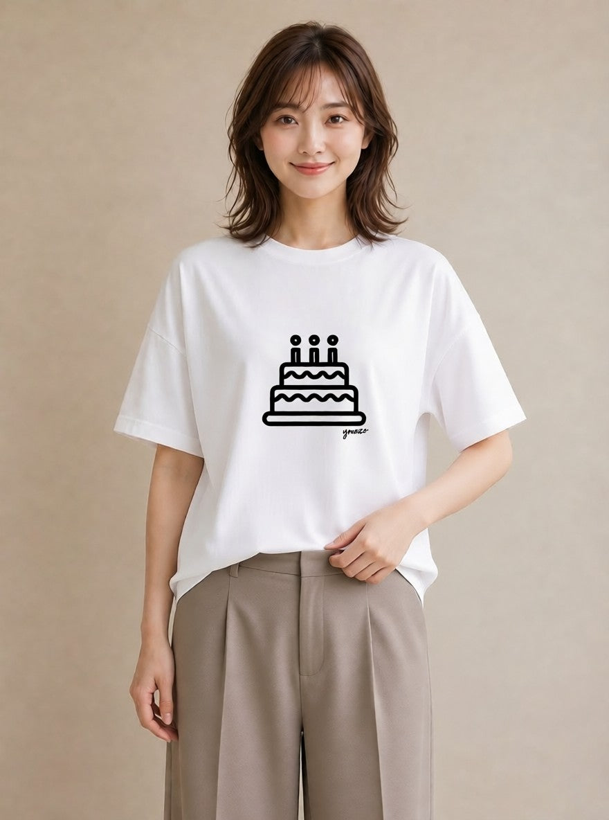 Tシャツ レディース スイーツ お菓子 デザート イラスト アート風 デート 帰省 白T