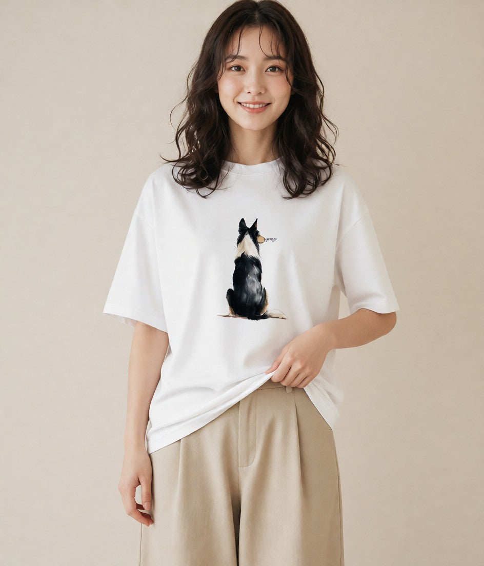 半袖Tシャツ レディース 犬好き 犬 いぬ イラスト こなれ感 お出かけ 普段着 白T
