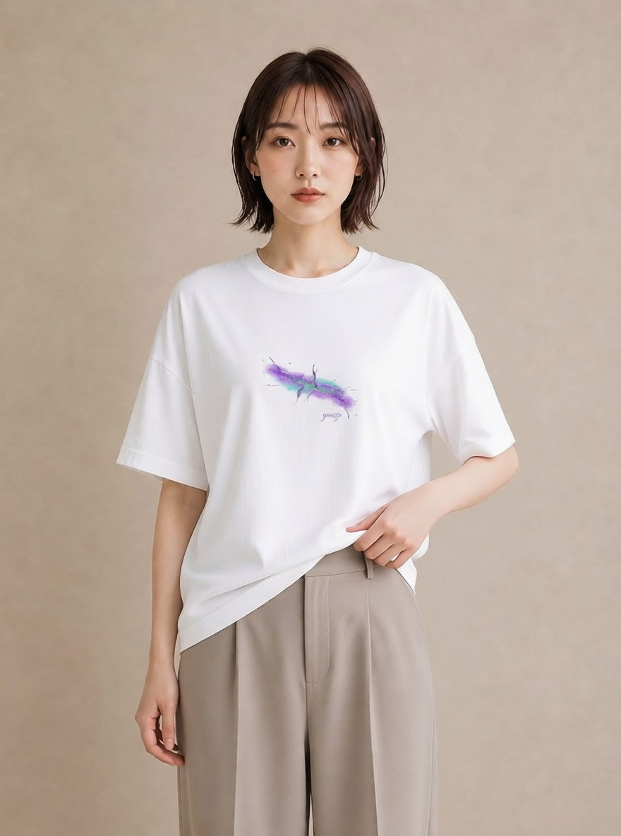 半袖Tシャツ レディース 双子座 星空 宇宙 イラスト フェミニン 週末コーデ 敬老の日 白T
